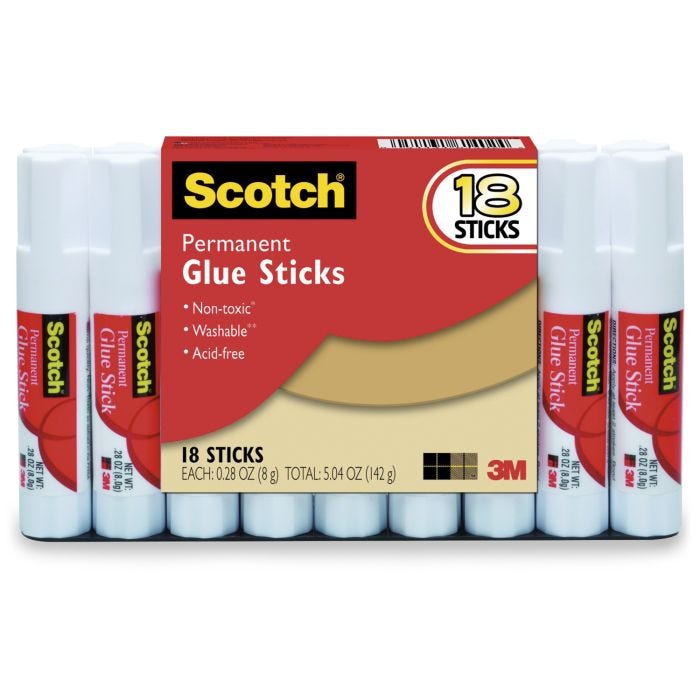 Scotch® Permanent Glue Sticks - Pkg. of 18 - 0.28 oz.