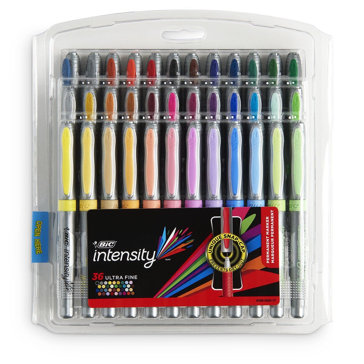 BIC Intensity Fashion Permanent Markers, Ultra Fine Point, Assorted Colors,  36-Count
