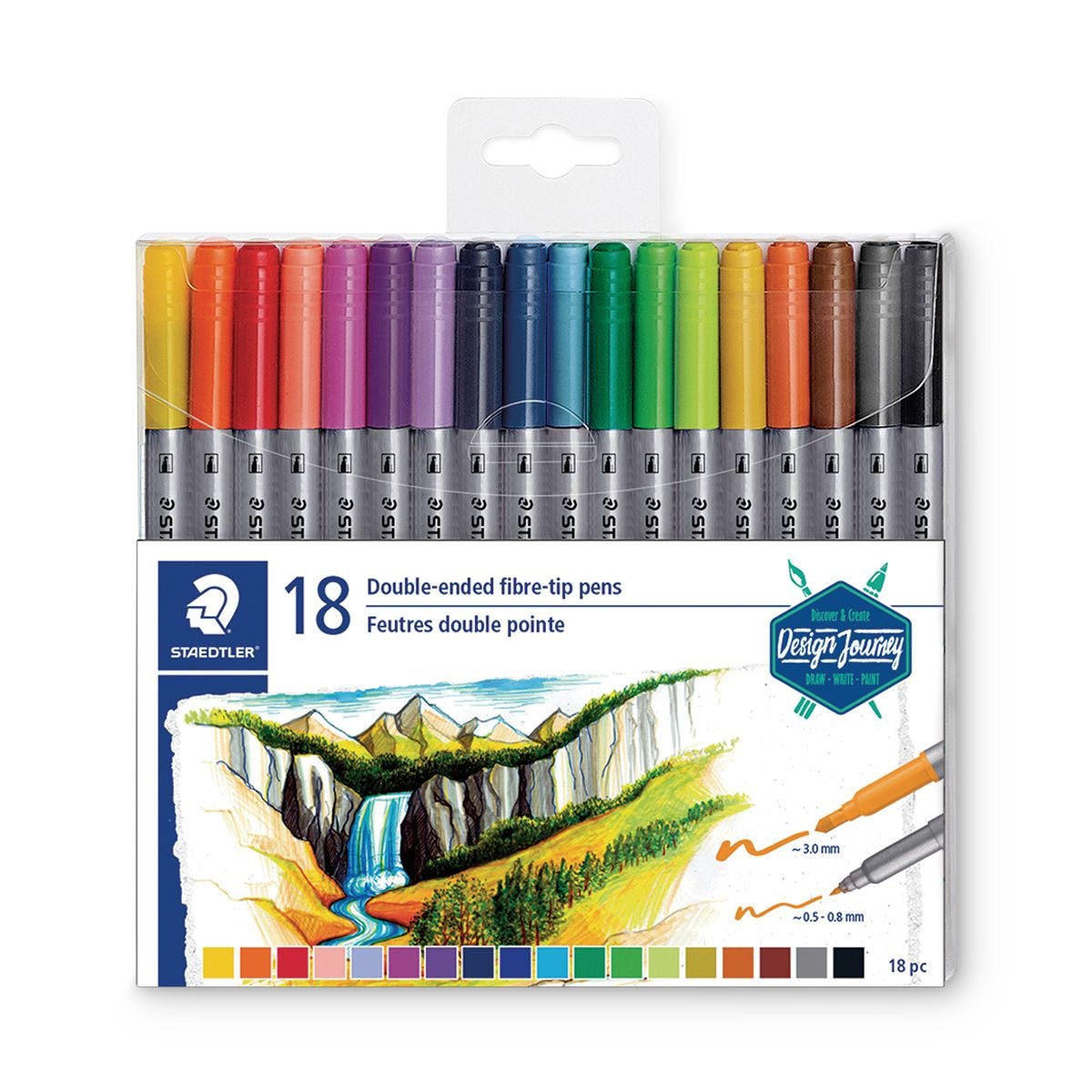 Staedtler Double-Ended Watercolour Brush Pens 36/Pkg