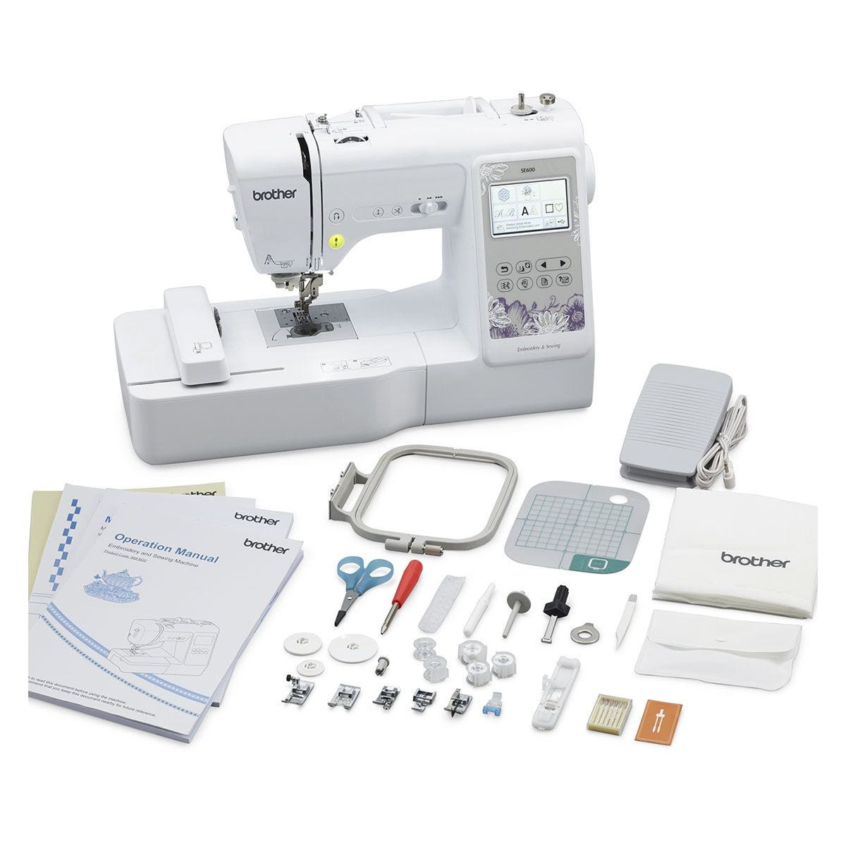 Brother SE600 Sewing and Embroidery Machine, 80 Designs, 103 Built-In  Stitches, Computerized, 4 x 4 Hoop Area, 3.2 LCD Touchscreen Display, 7  Included Feet : Buy Online at Best Price in KSA 