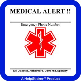 HelpSticker® - Medical Alert Sticker - Pack of 250